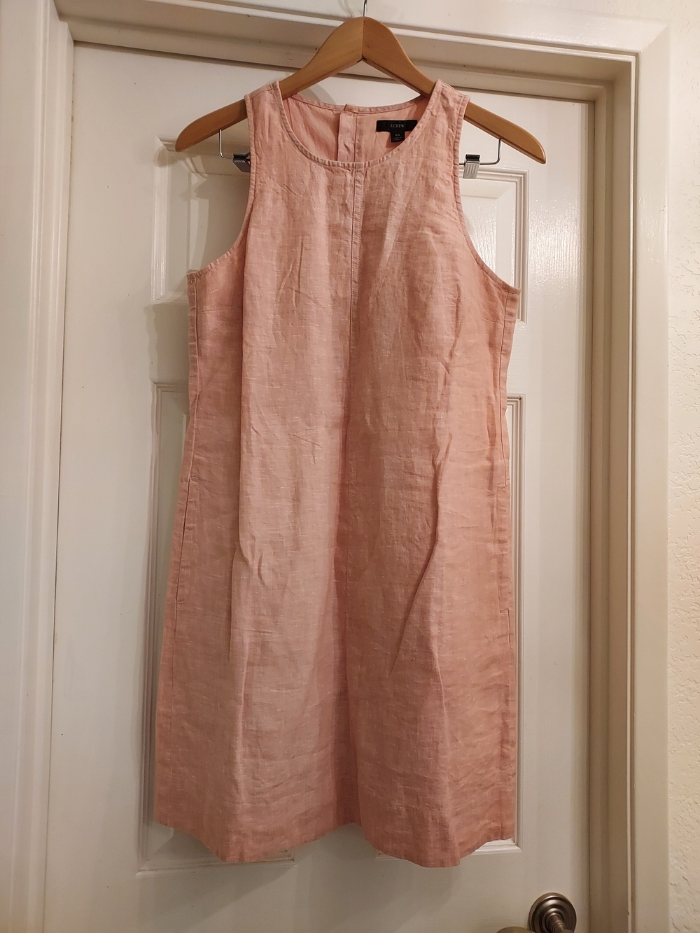 NWT J. Crew Linen Midi Shift Dress With Pockets - Pale Pink/Salmon XS